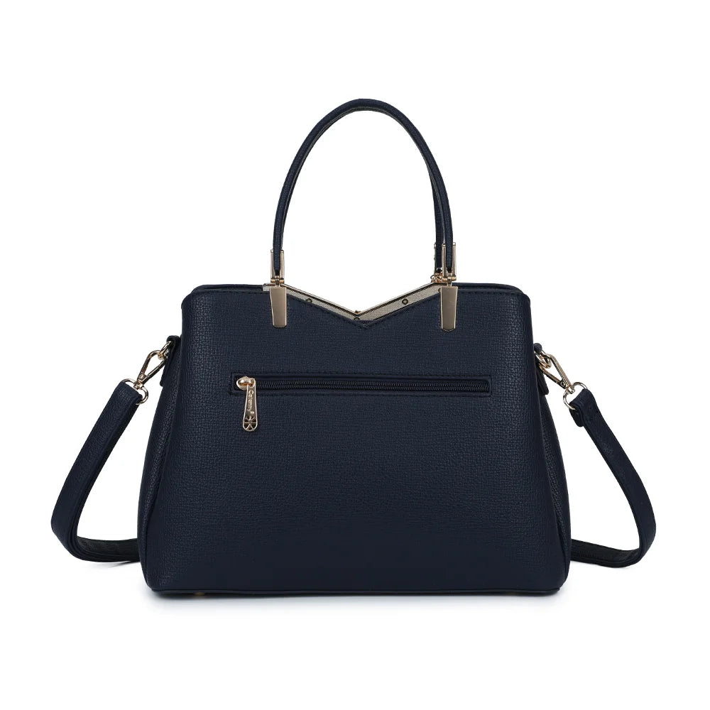 Dos du sac La Vérone bleu foncé, lignes nettes et anses assorties – réf. M-9130-1