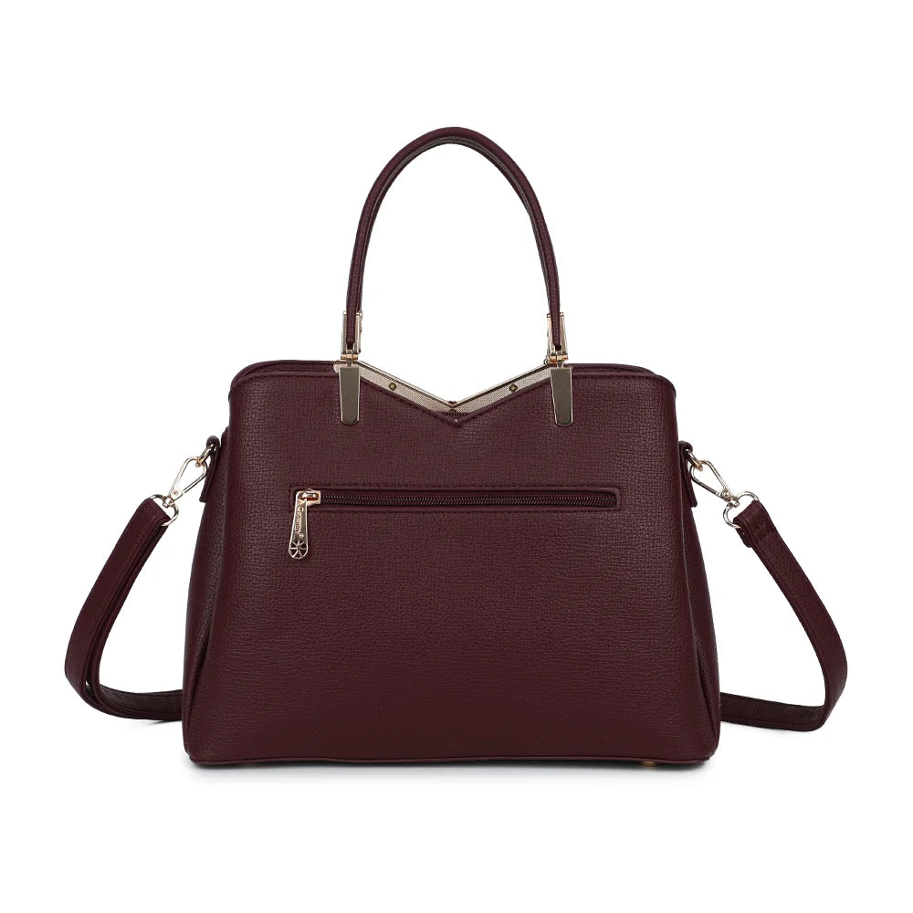 Dos du sac La Vérone bordeaux, lignes nettes et anses assorties – réf. M-9130-1