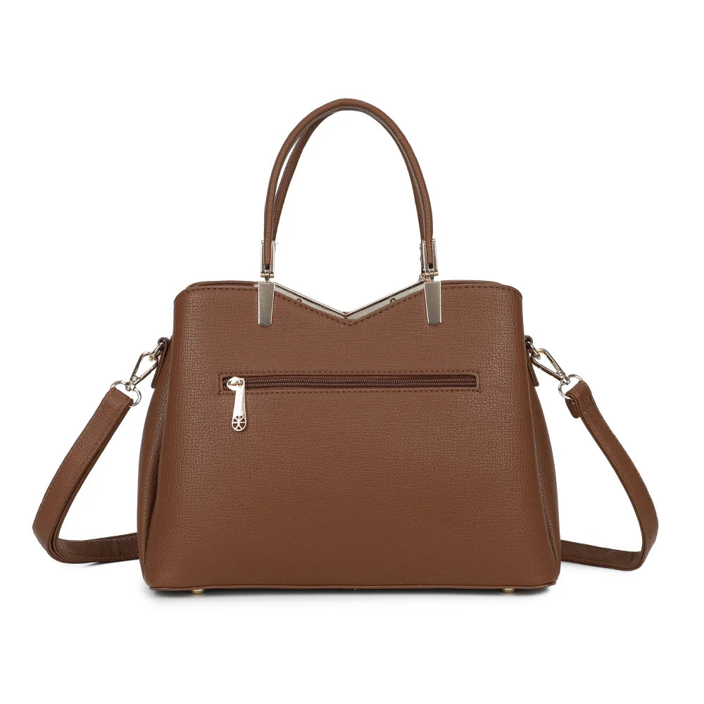 Dos du sac La Vérone marron foncé, lignes nettes et anses assorties – réf. M-9130-1