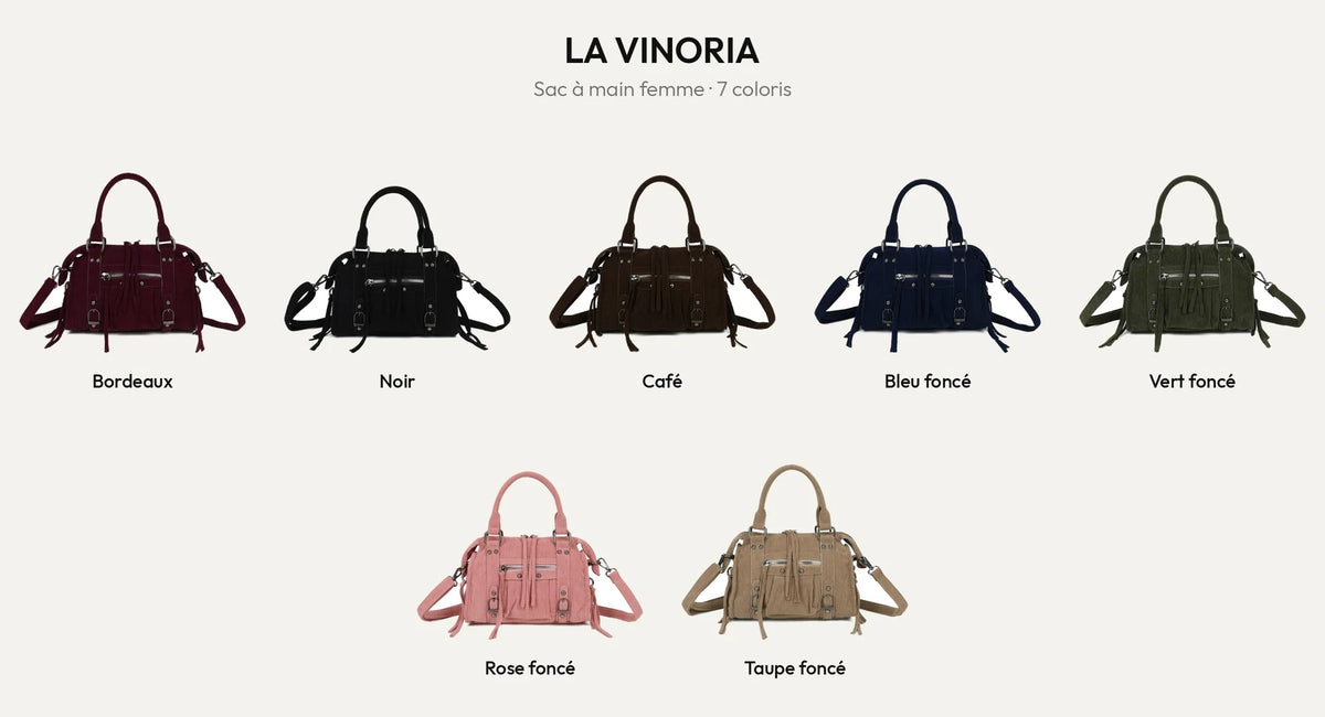 Sac à main femme La Vinoria effet velours côtelé en 7 coloris – Gallantry Paris – réf. R-1979-9