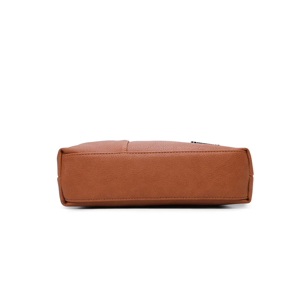 Dessous du Le Auréane marron en simili cuir grainé, finitions surpiquées – réf. Z-5103