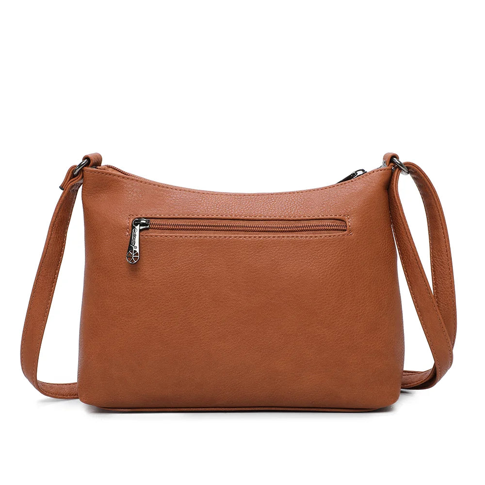 Dos du Le Auréane marron, simili cuir grainé et attaches de la bandoulière réglable – réf. Z-5103
