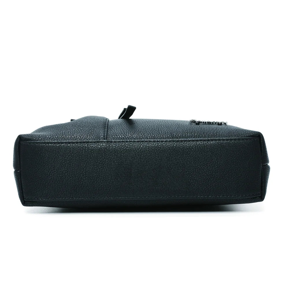 Dessous du Le Auréane noir en simili cuir grainé, finitions surpiquées – réf. Z-5103
