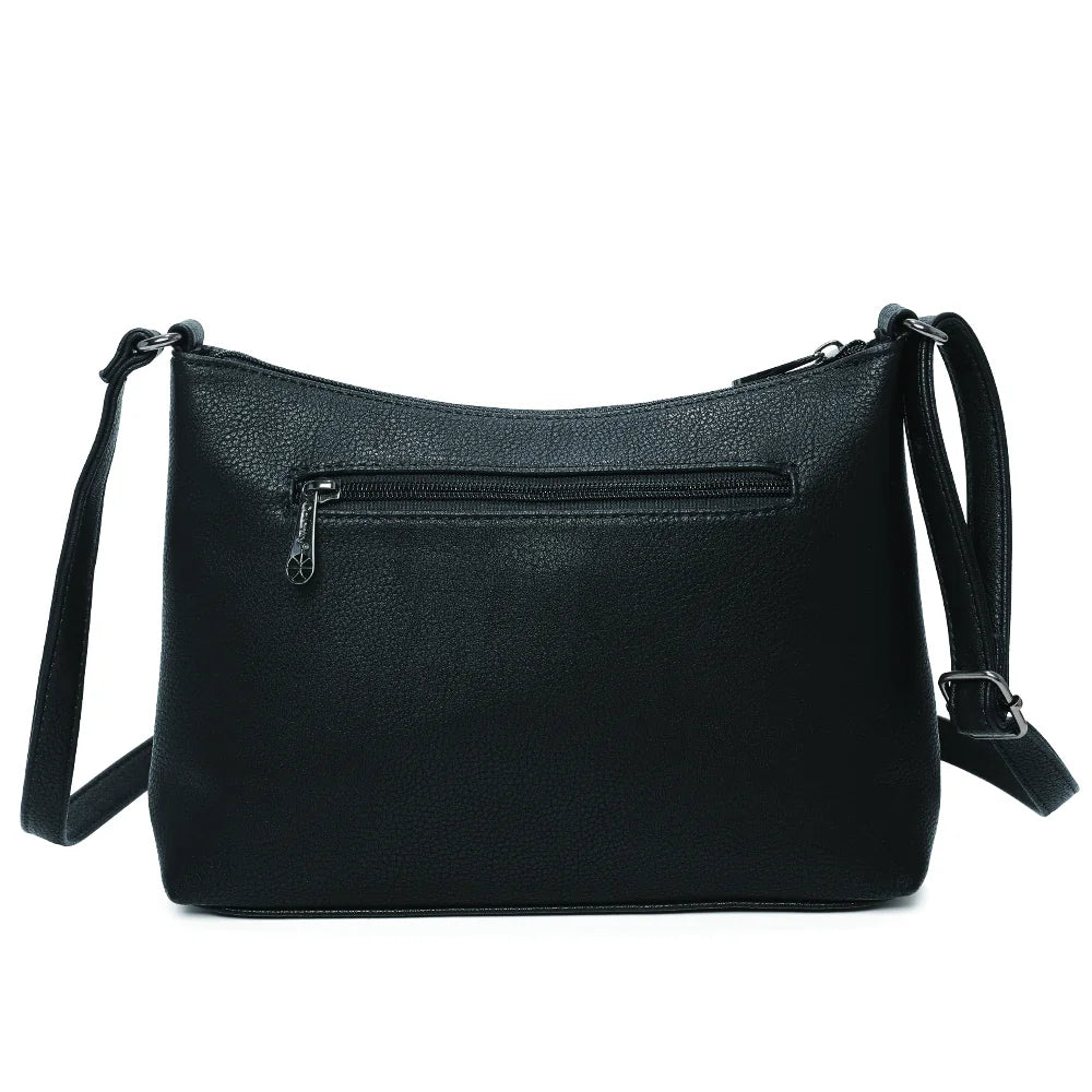 Dos du Le Auréane noir, simili cuir grainé et attaches de la bandoulière réglable – réf. Z-5103