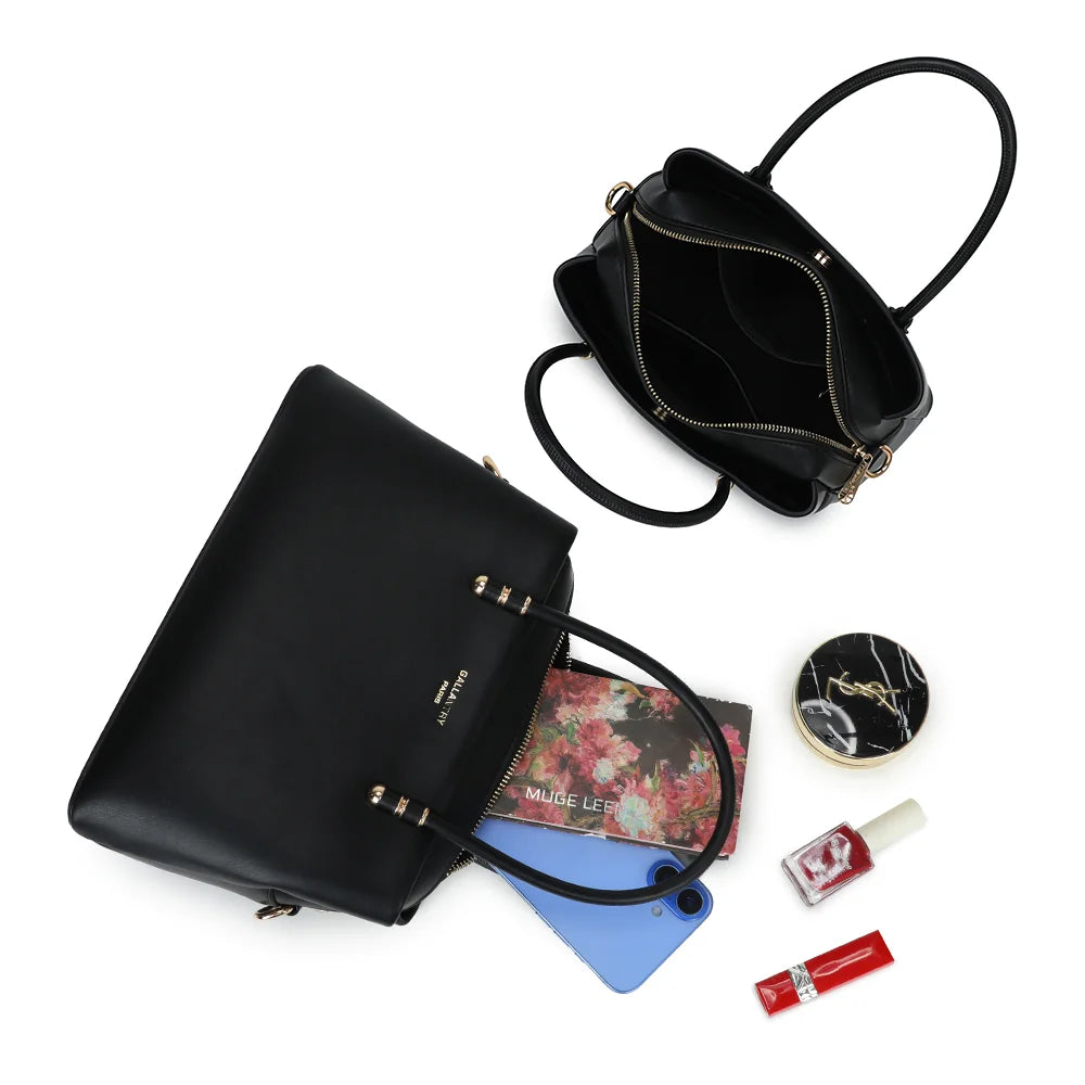 Intérieur compartimenté du Le Azélie noir, avec compartiment central zippé pour ranger l’essentiel – réf. LS-76007