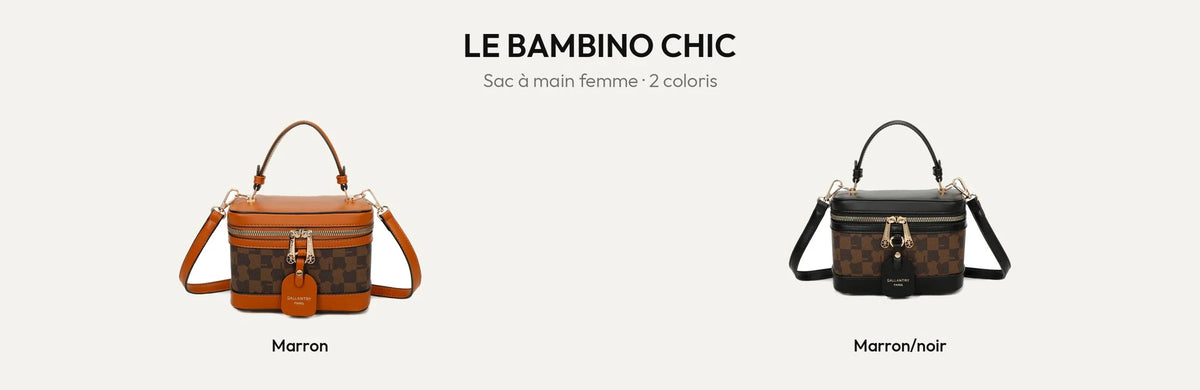 Le Bambino Chic, sac à main vanity femme à damier, en coloris Marron et Marron/Noir – Gallantry Paris – réf. R-1918-1