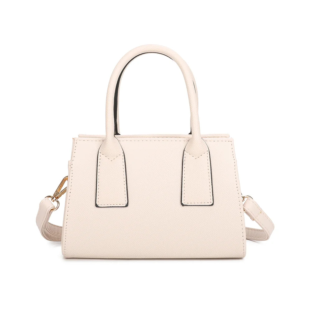 Le Bastien beige vu de dos : ligne nette, surface texturée effet saffiano et deux anses arrondies – réf. HY-5432-1
