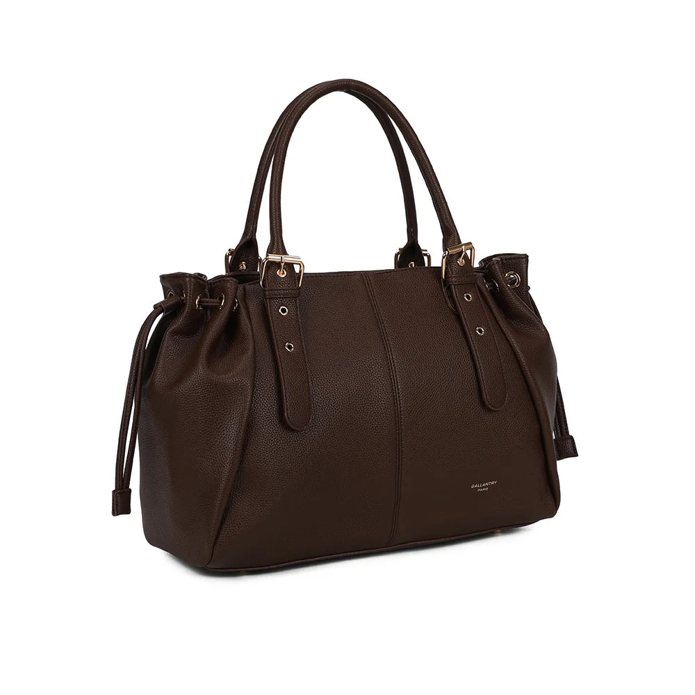 Sac cabas Le Beaumont café de trois quarts, liens coulissants et deux longues anses – réf. R-62080-4-AIR