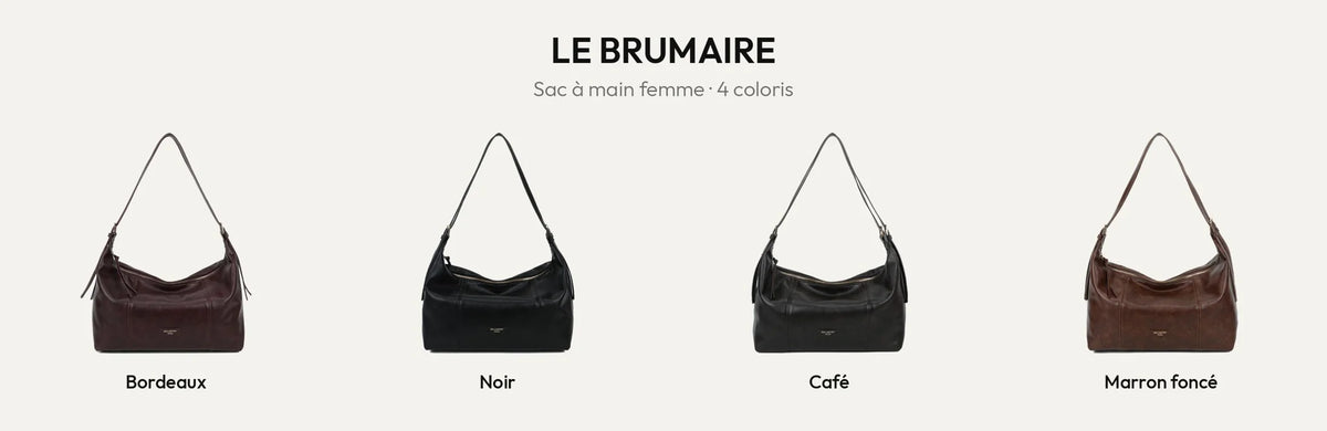 Sac à main femme Le Brumaire en 4 coloris : Bordeaux, Noir, Coffee et D.BROWN – Gallantry Paris – réf. JC-53012