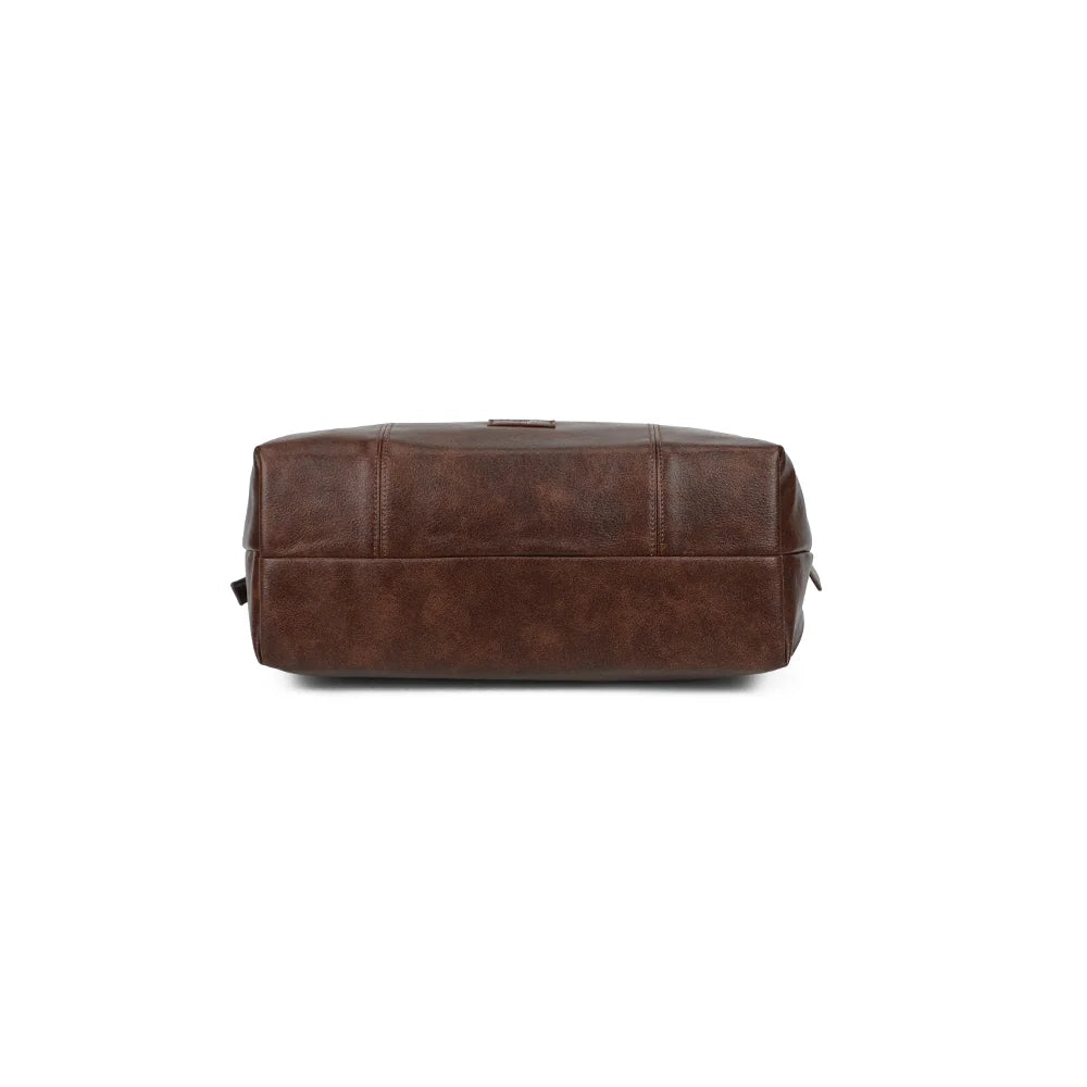 Dessous du Brumaire marron foncé, une base de 35 × 15 cm pour un rangement généreux au quotidien – réf. JC-53012