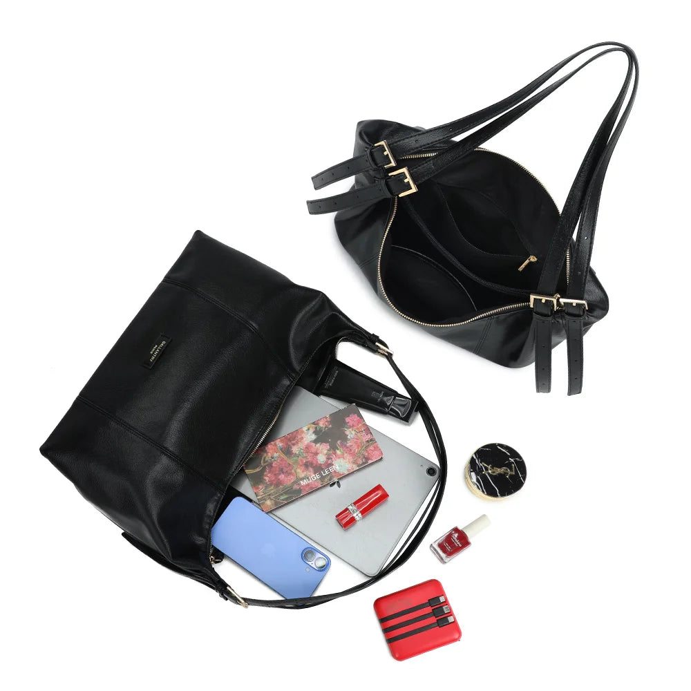 Intérieur du Brumaire noir : compartiment zippé et plusieurs poches pour organiser vos essentiels – réf. JC-53012