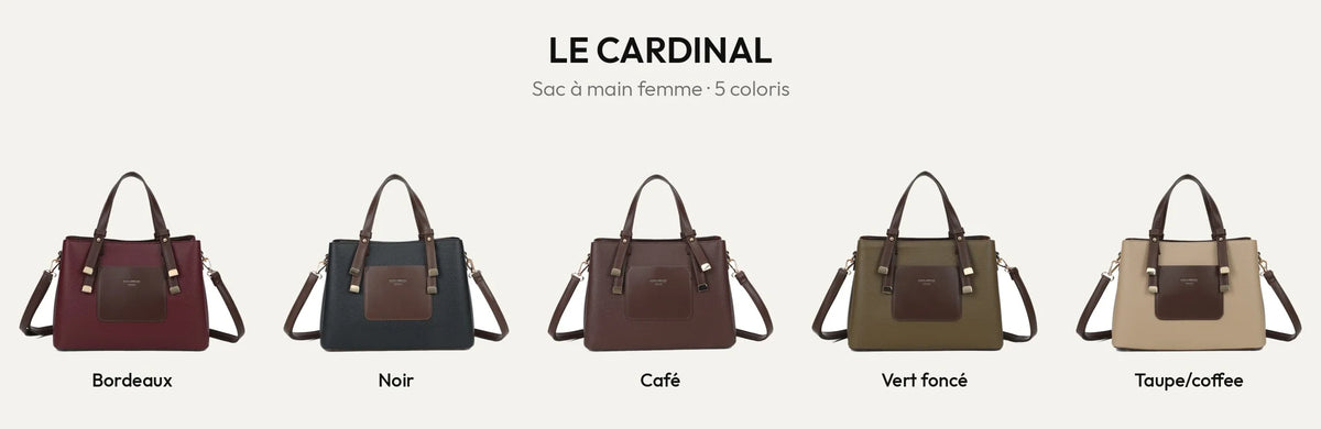 Sac à main femme Le Cardinal en simili cuir grainé, 5 coloris – Gallantry Paris – réf. DQ-8736
