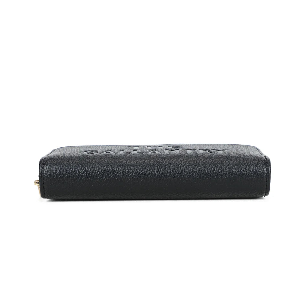 Dessous du portefeuille Le Compagnon Tendre noir, en simili cuir grainé bordé par le zip doré – réf. SF-69052