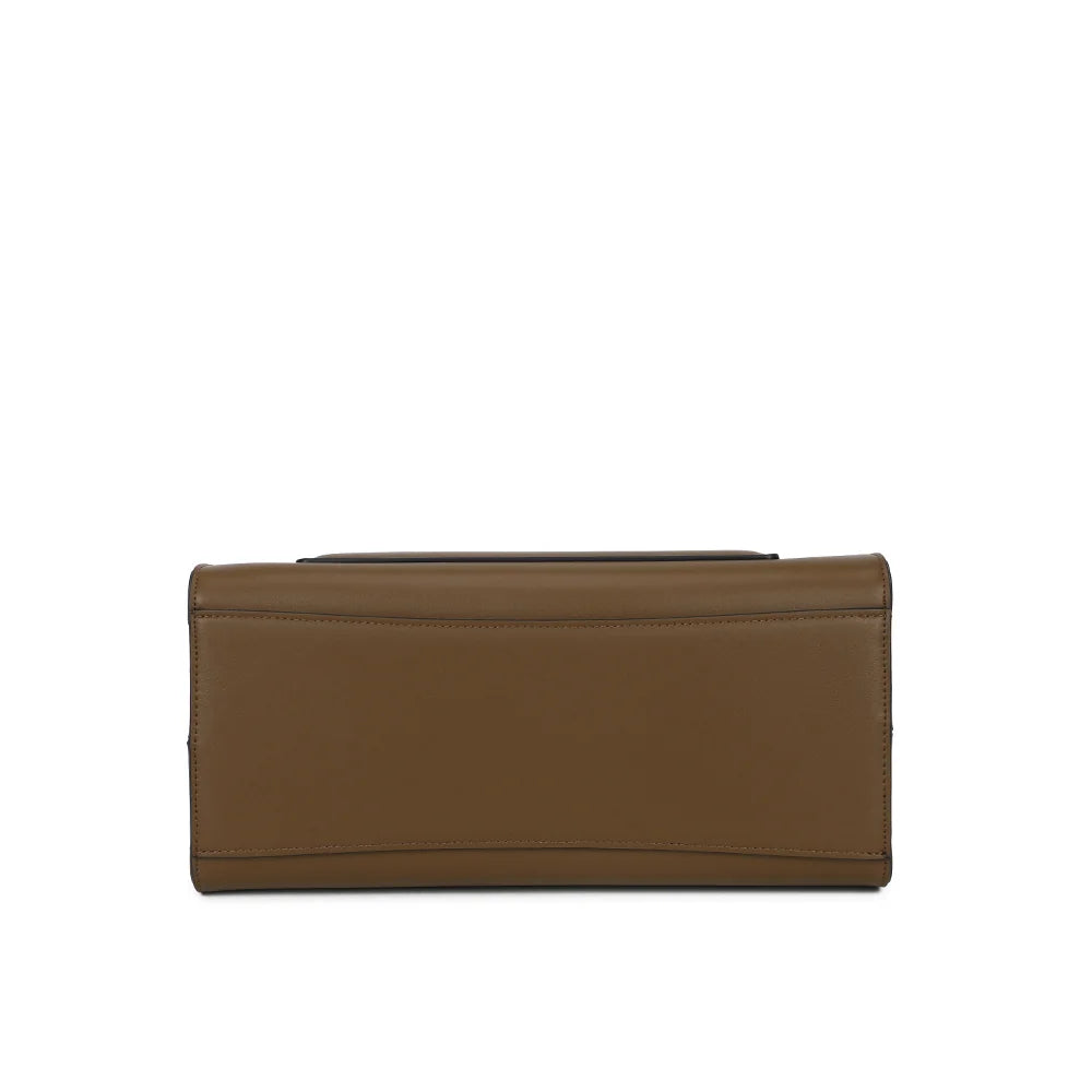 Dessous du Le Corten taupe foncé, une base rigide qui permet au sac de tenir droit une fois posé – réf. LS-76002