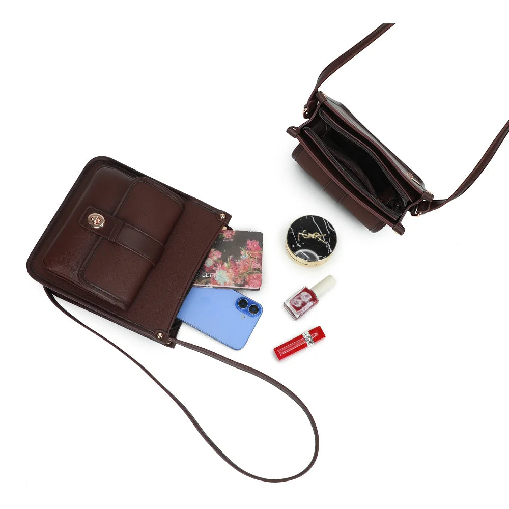 Intérieur du Le Corvès café : compartiment principal zippé qui accueille téléphone et petits essentiels – réf. R-2071