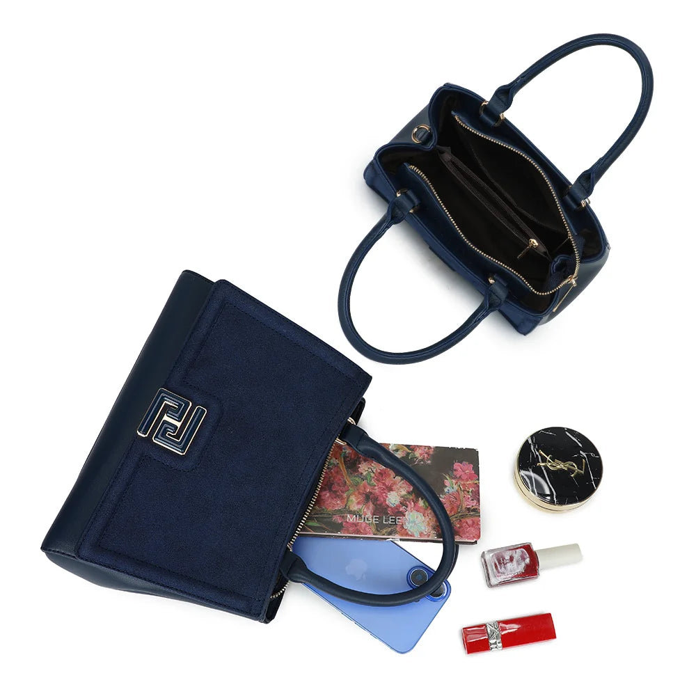 Intérieur du Delsane bleu foncé : compartiments et poche centrale zippée pour organiser ses essentiels – réf. G-7512