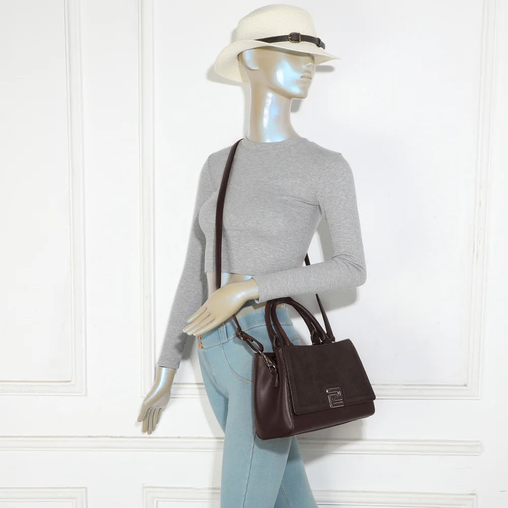 Sac à main femme Le Delsane café porté, un format intermédiaire à la silhouette structurée – réf. G-7512