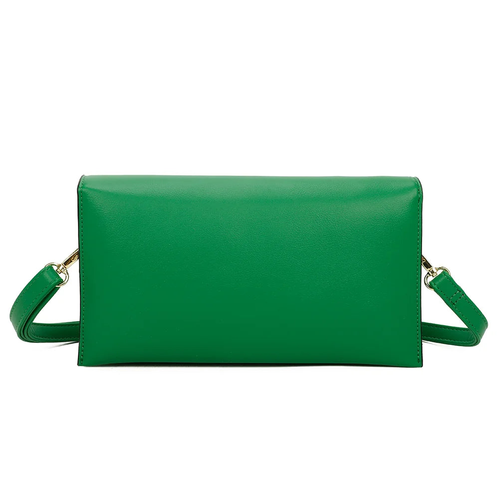 Dos de la pochette Le Joyau vert, ligne épurée et surface synthétique lisse aux bords passepoilés – réf. R-1682