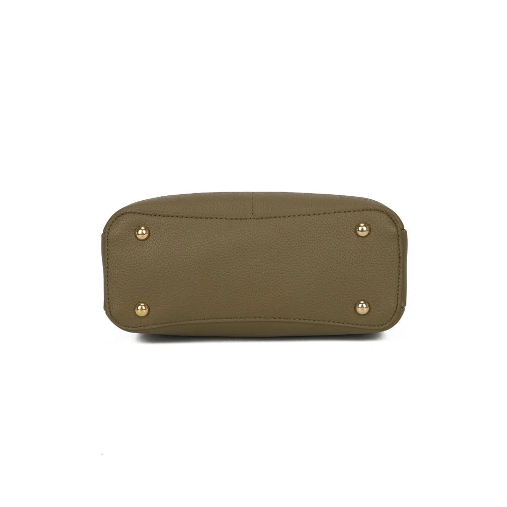 Dessous du Marly vert foncé : base plate de 24 × 10 cm munie de petits pieds métalliques dorés – réf. KJ-62110
