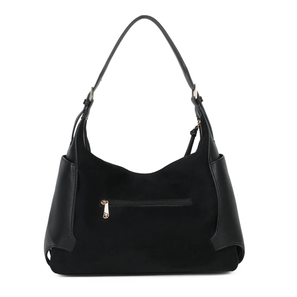 Dos du Marsala noir, silhouette souple et panneaux latéraux contrastés en simili cuir grainé – réf. JC-53009