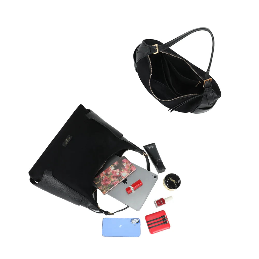 Intérieur zippé du Marsala noir avec poches : tablette, téléphone et trousse beauté y trouvent place – réf. JC-53009
