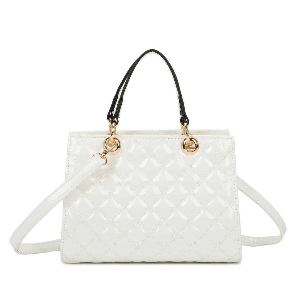 Dos du Matelassé Chic blanc, motif matelassé en relief et finition brillante effet verni – réf. C-0169-1