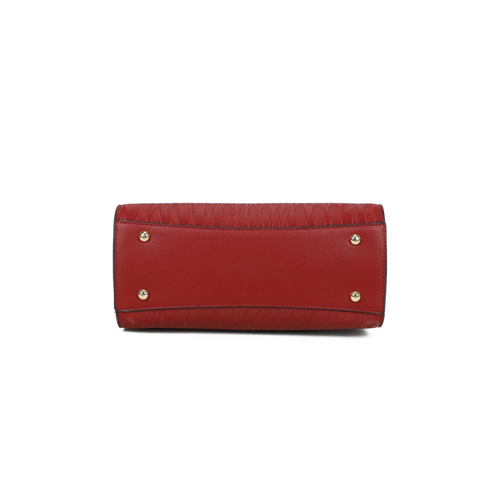 Dessous du Mazarine rouge foncé : base plate et structurée, posée sur de petits pieds métalliques – réf. M-9446