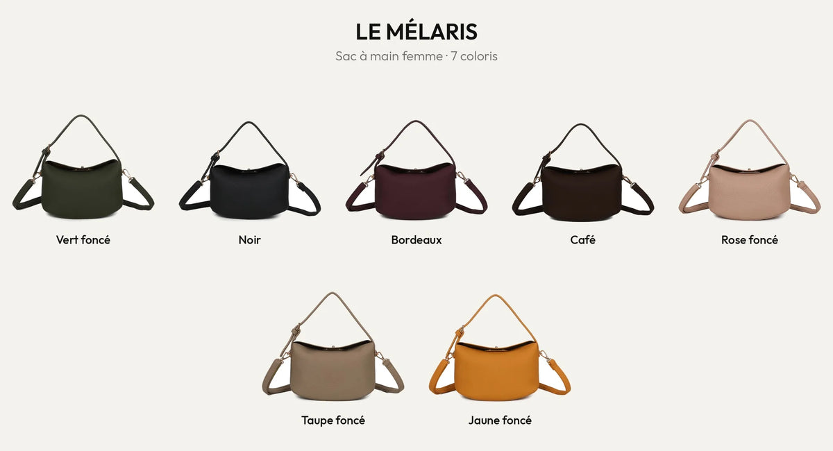 Le Mélaris, petit sac à main femme en simili cuir grainé, dans ses 7 coloris – Gallantry Paris – réf. A-9182