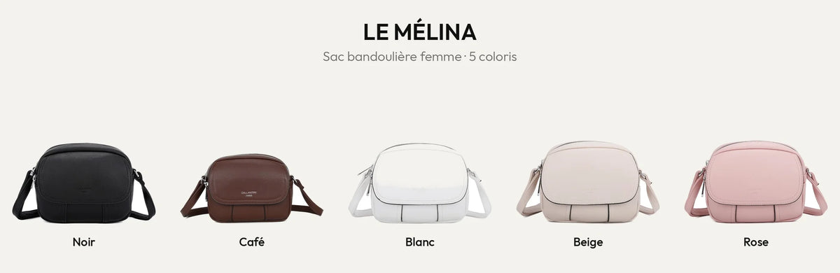 Sac bandoulière Le Mélina en 5 coloris : Noir, Coffee, Blanc, Beige et Rose – Gallantry Paris – réf. KJ-62004