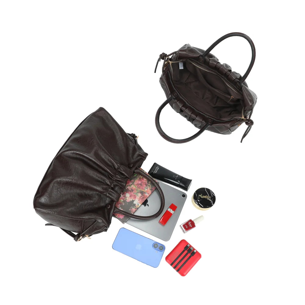 Intérieur zippé du Minimaliste café : place pour une tablette, un téléphone et vos essentiels – réf. DQ-8739