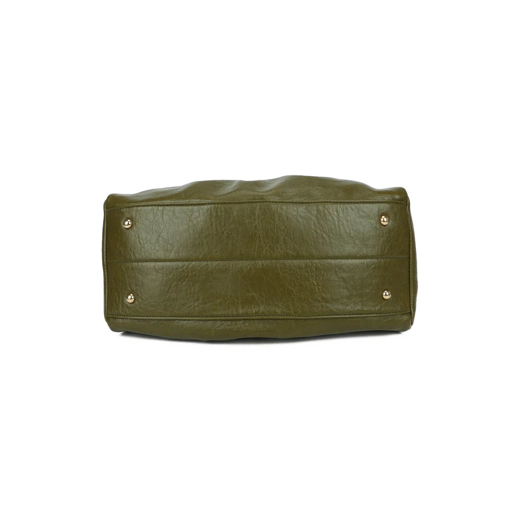 Dessous du Minimaliste vert foncé : base large et plate, pensée pour poser le sac sans souci – réf. DQ-8739