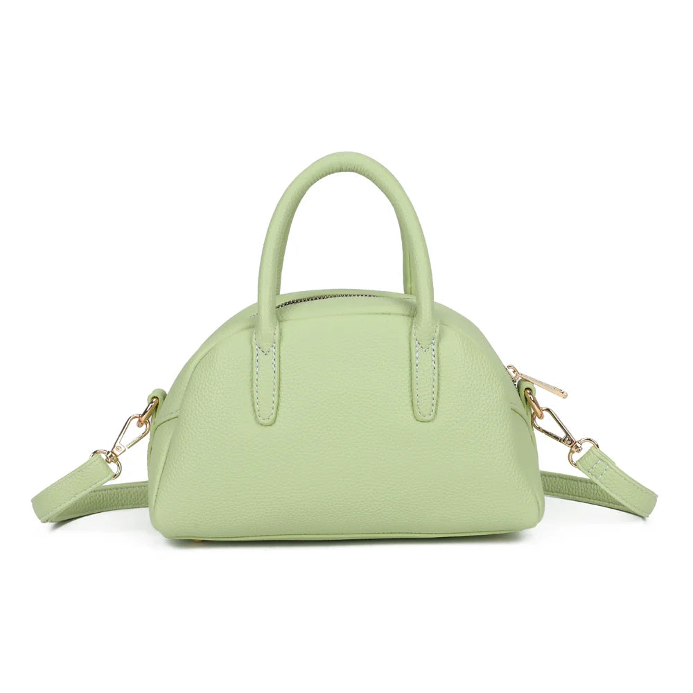 Dos du Mistral vert clair, lignes épurées et deux anses rondes assorties à la couleur du sac – réf. R-2070