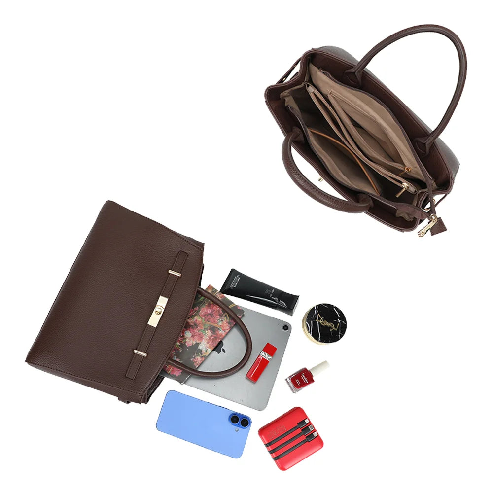 Intérieur du Monceau café : compartiment central zippé et poches pour ranger tablette, téléphone et beauté – réf. KJ-62097