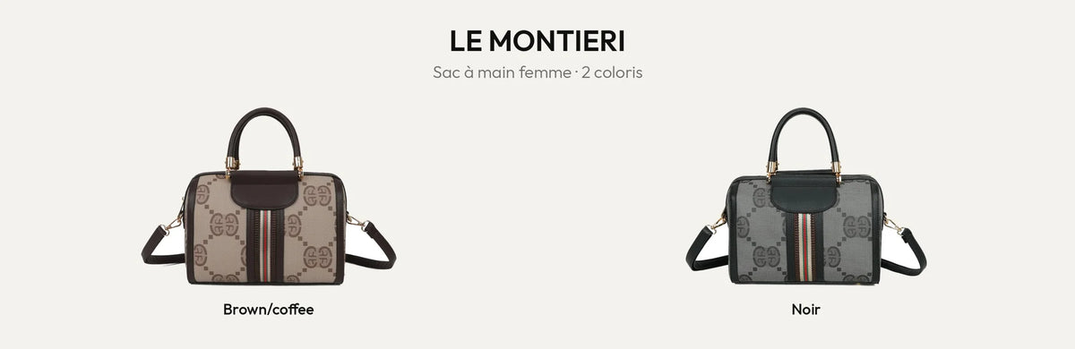 Sac à main femme Le Montieri en coloris Brown/Coffee et Noir – Gallantry Paris – réf. M-9364-20