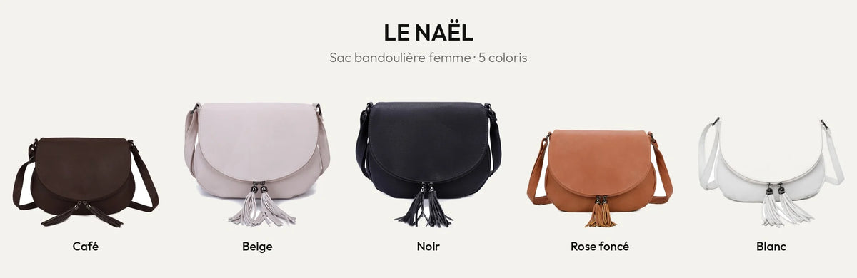 Le Naël, sac bandoulière femme à rabat et pompons, en 5 coloris – Gallantry Paris – réf. HJ-304A
