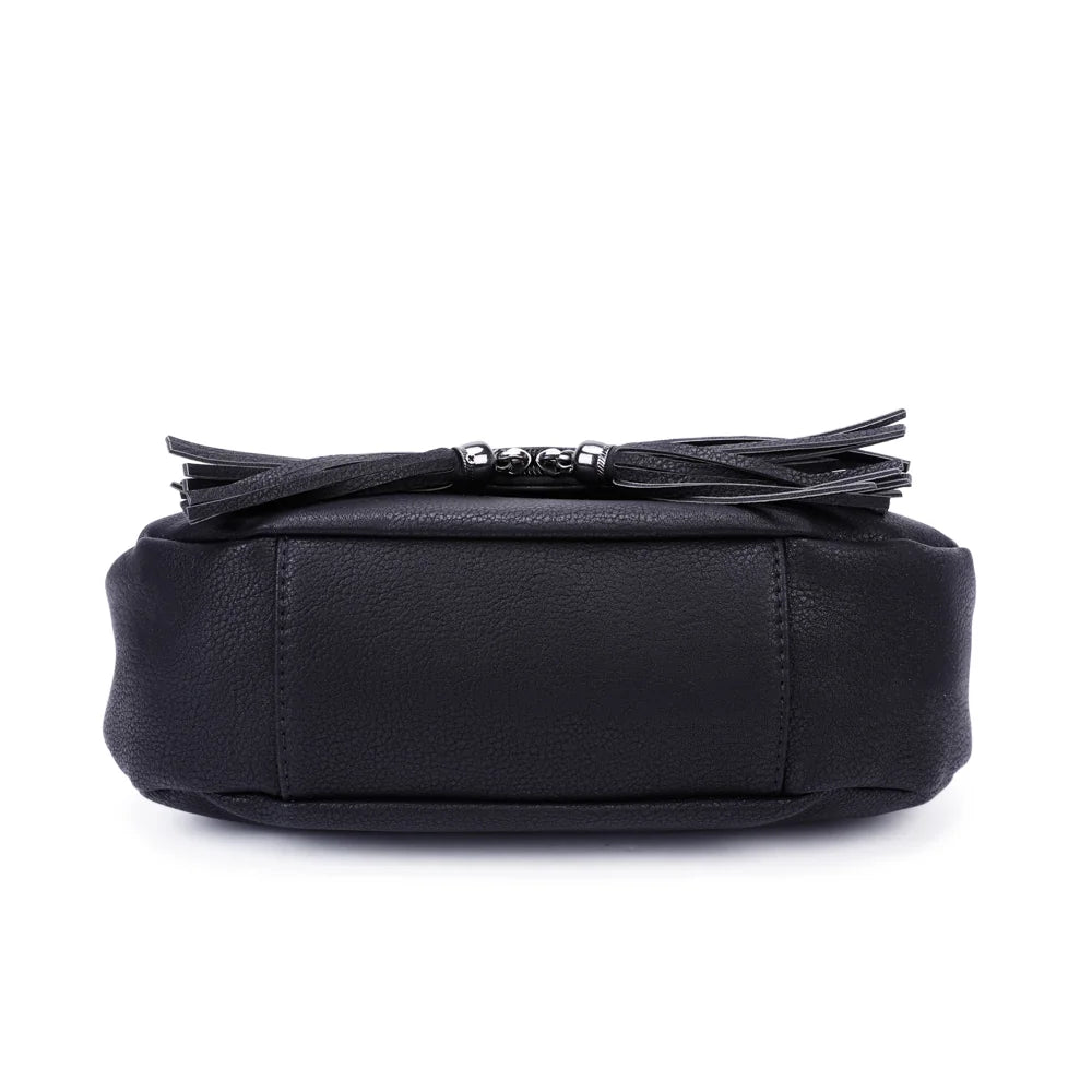 Dessous du sac Le Naël noir, en simili cuir grainé vegan à la finition soignée – réf. HJ-304A