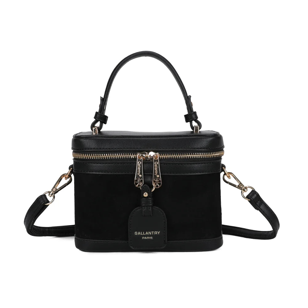 Sac à main femme Le Nohé noir, forme vanity, zip doré et étiquette Gallantry Paris – Gallantry Paris – réf. A-9187