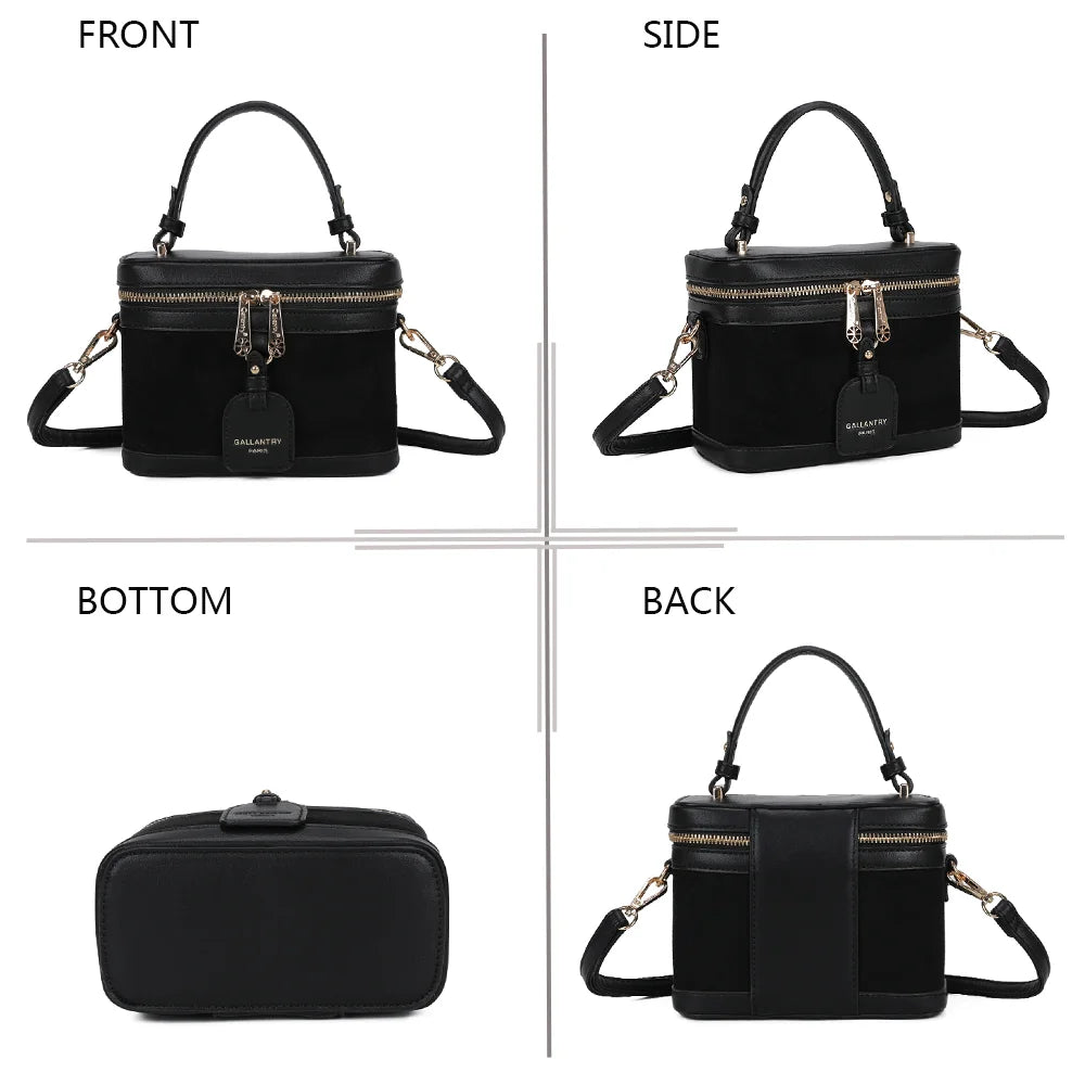 Le Nohé noir sous quatre angles : face, profil, dessous et dos de ce petit sac vanity – réf. A-9187
