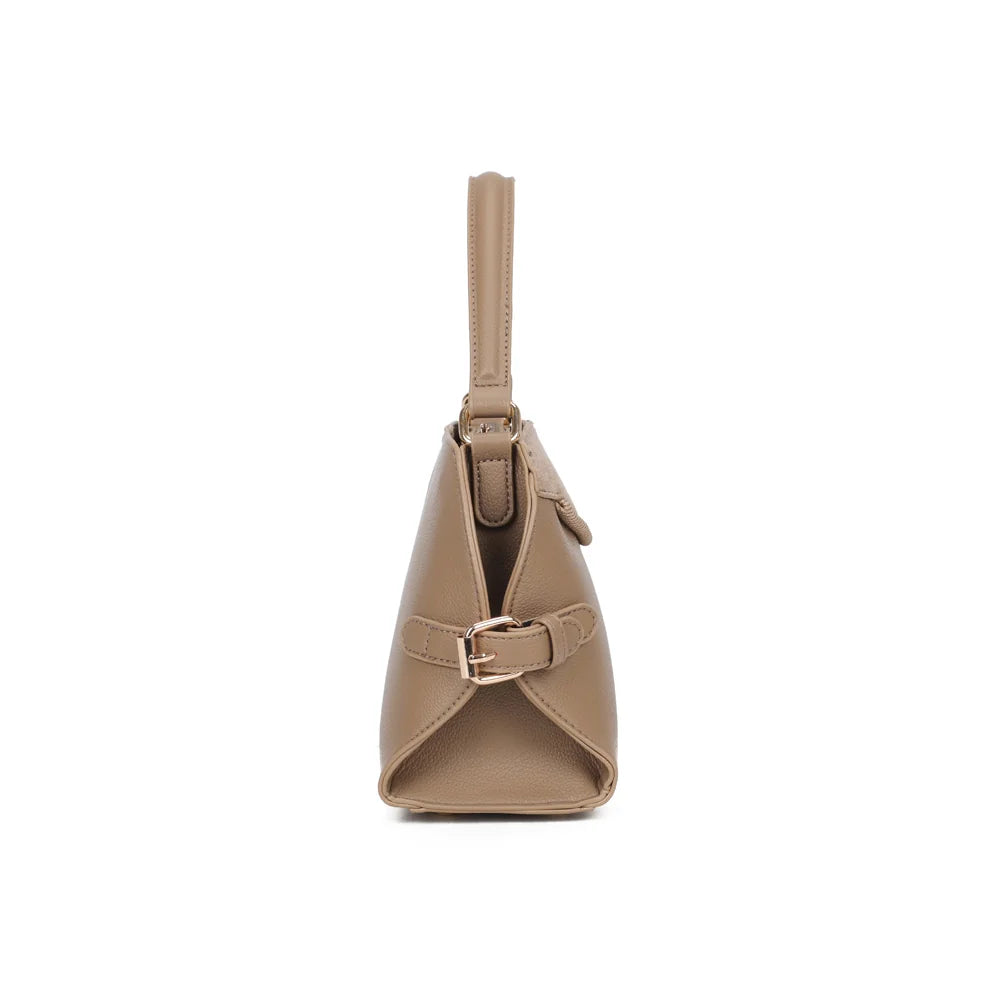 Profil du Le Odrane taupe foncé : patte à boucle dorée et soufflet de 11 cm de profondeur – réf. R-2085