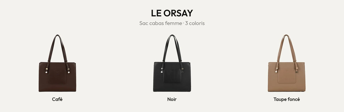 Sac cabas femme Le Orsay en simili cuir grainé, coloris café, noir et taupe foncé – Gallantry Paris – réf. R-2081