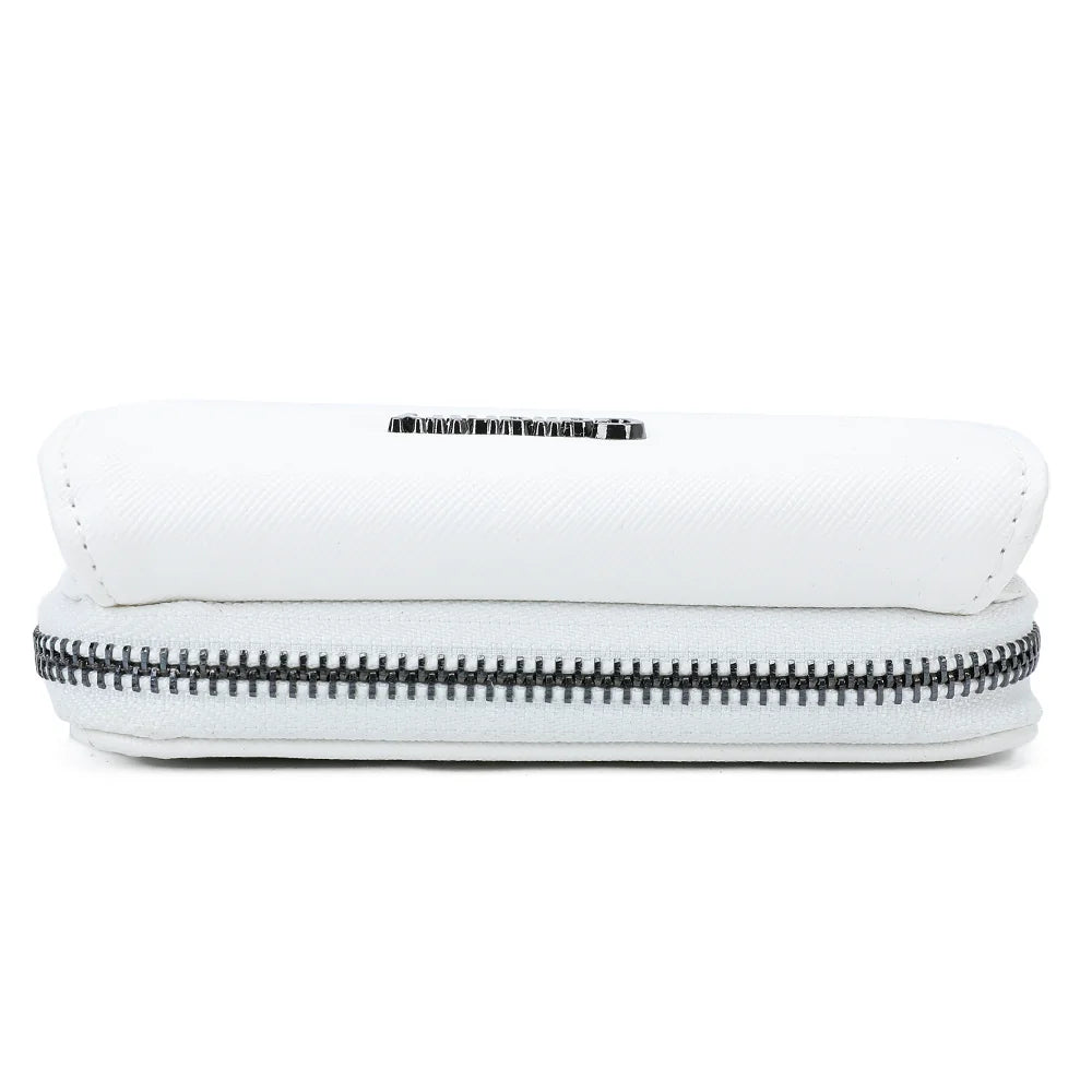 Dessous du portefeuille Le petit Complice blanc, finitions nettes et fermeture zippée – réf. L-29-1