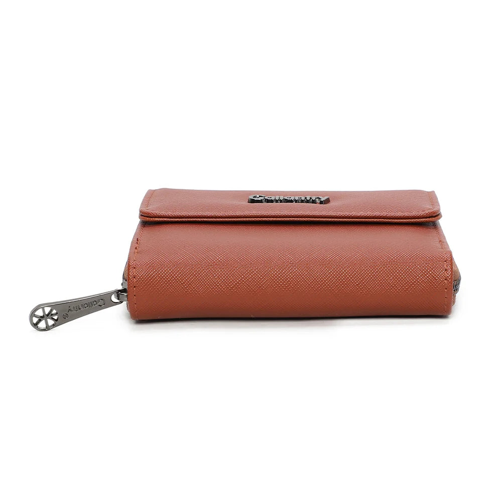 Dessous du portefeuille Le petit Complice camel, finitions nettes et fermeture zippée – réf. L-29-1