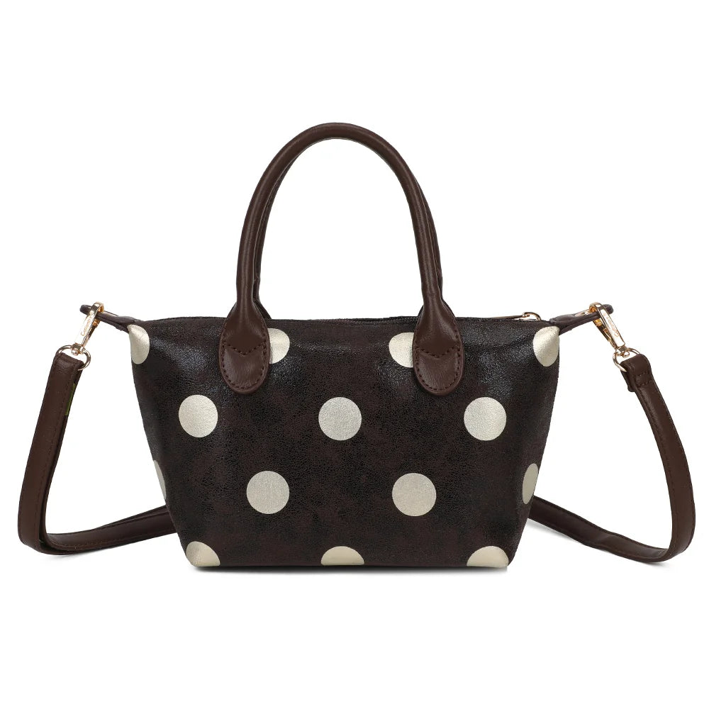Dos du sac Le Polka café, imprimé à pois métallisés sur toute la surface – réf. Z-05-10
