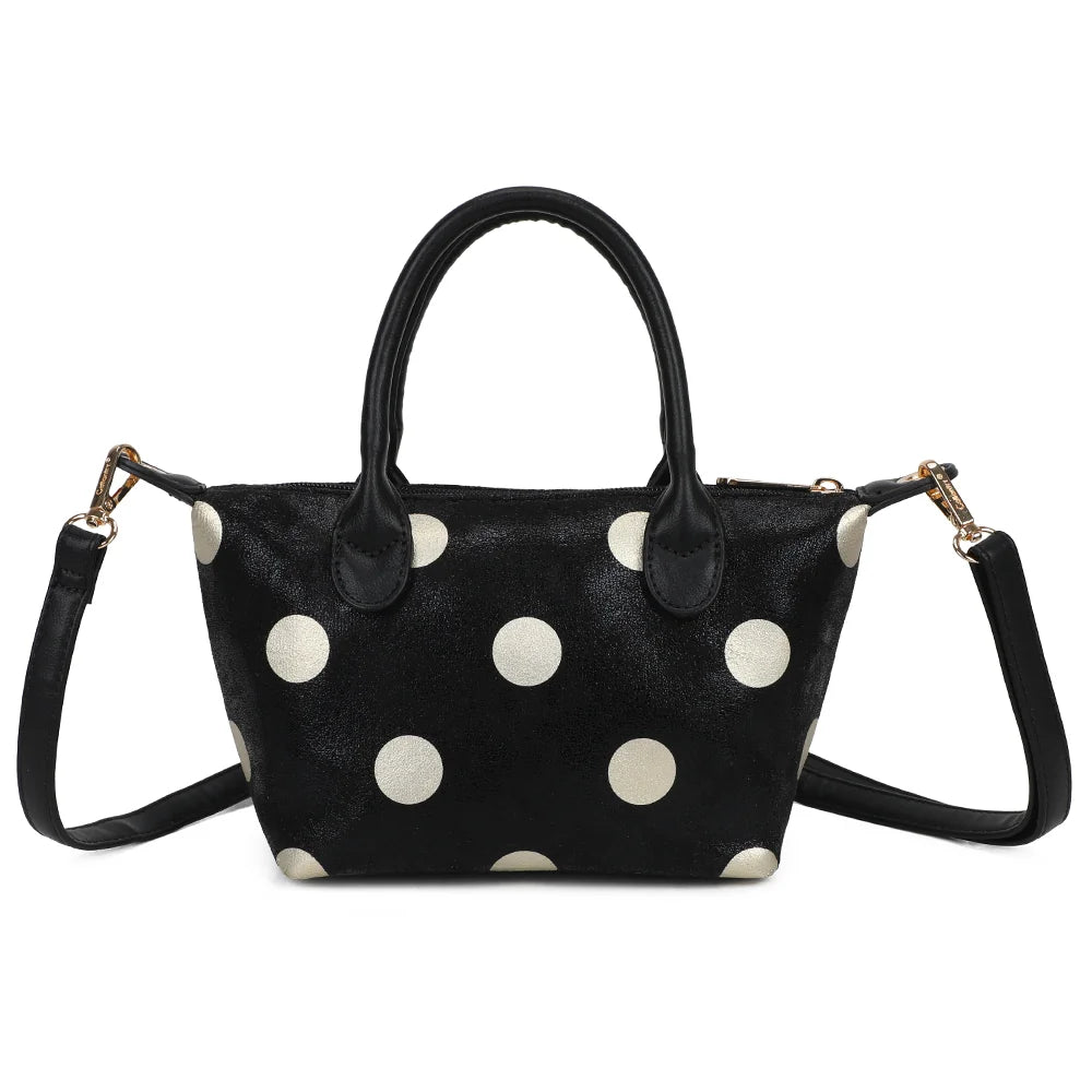 Dos du sac Le Polka noir, imprimé à pois métallisés sur toute la surface – réf. Z-05-10