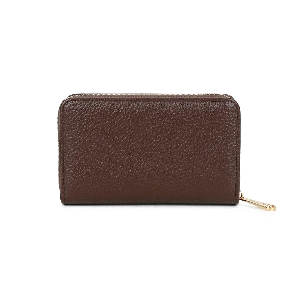 Dos du portefeuille Le Précieux café : surface grainée unie et fermeture zippée – réf. SF-69052-1