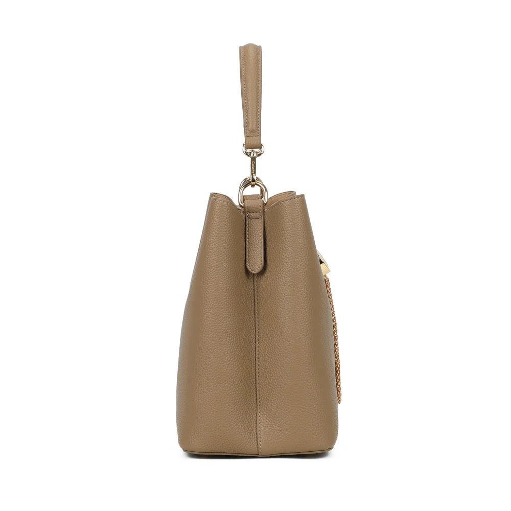 Profil du Le Régent taupe foncé : 15 cm de profondeur et longue bandoulière pour un porté libre – réf. G-7505-1