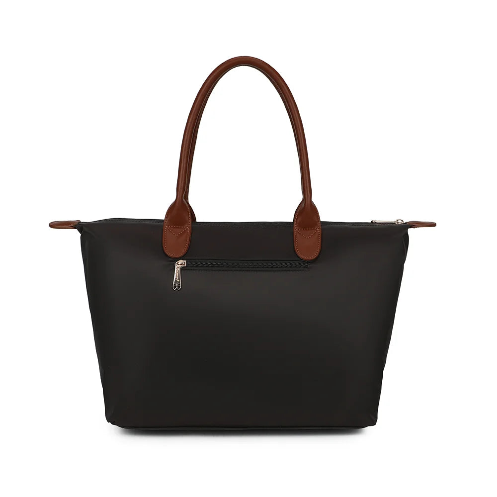 Dos du Roseau café, tissu synthétique lisse et anses effet cuir marron surpiquées – réf. Z-02-1