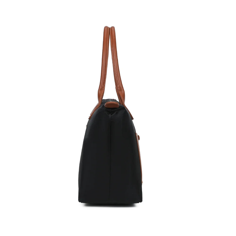 Profil du Roseau noir : soufflet de 18 cm de profondeur et zip bordé de pattes marron – réf. Z-02-1