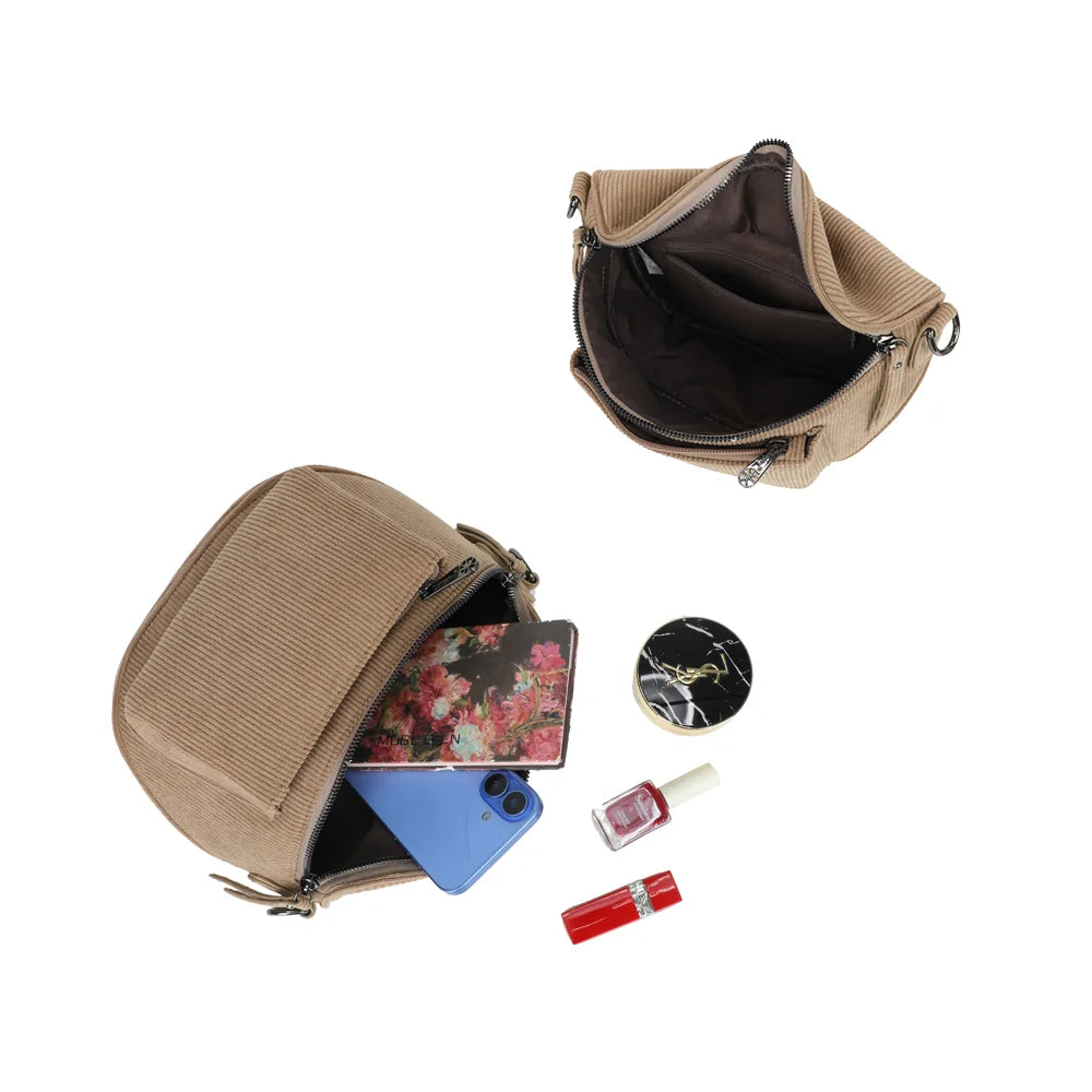 Intérieur de Le Sacha taupe foncé : compartiment zippé et poche plaquée pour les essentiels – réf. Z-83047-7