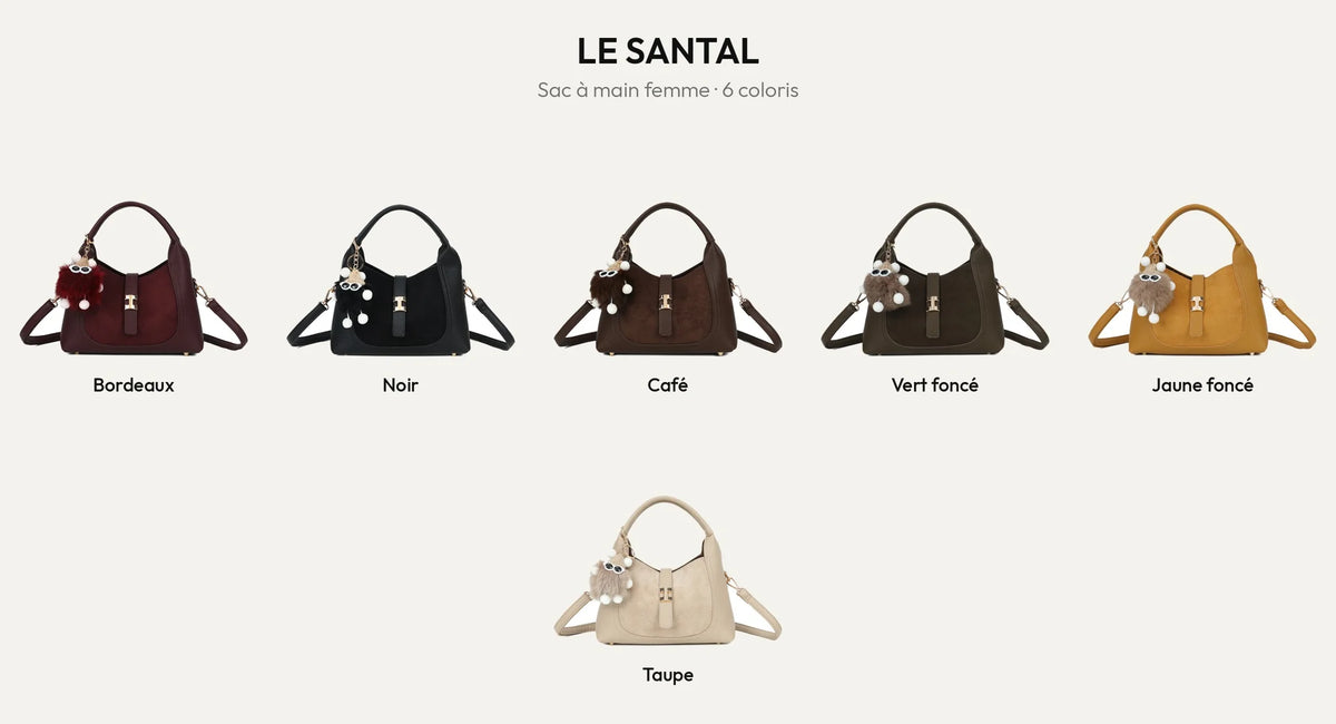 Le Santal, sac à main femme à pompon, en 6 coloris – Gallantry Paris – réf. KJ-62089-1